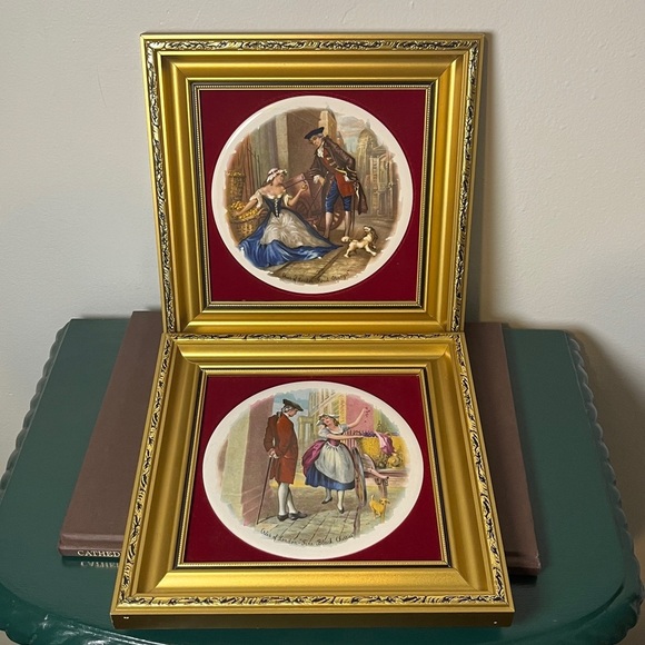 Genuine Staffordshire Ceramics Gold Frame Pair 18th Century Style Victorian Art - Picture 6 of 14